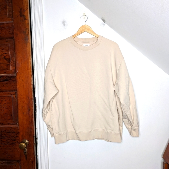 MATE the Label Tops - MATE THE LABEL Organic Fleece Cotton Oversized Sweatshirt in Bone Size M/L